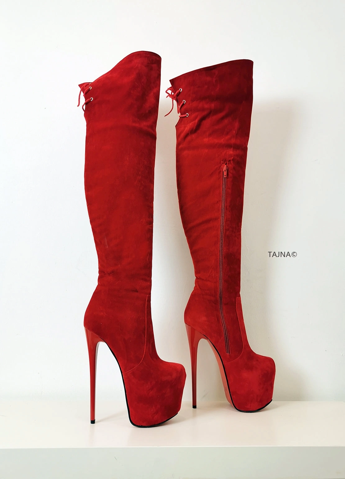 Red High Heel Over the Knee Boots