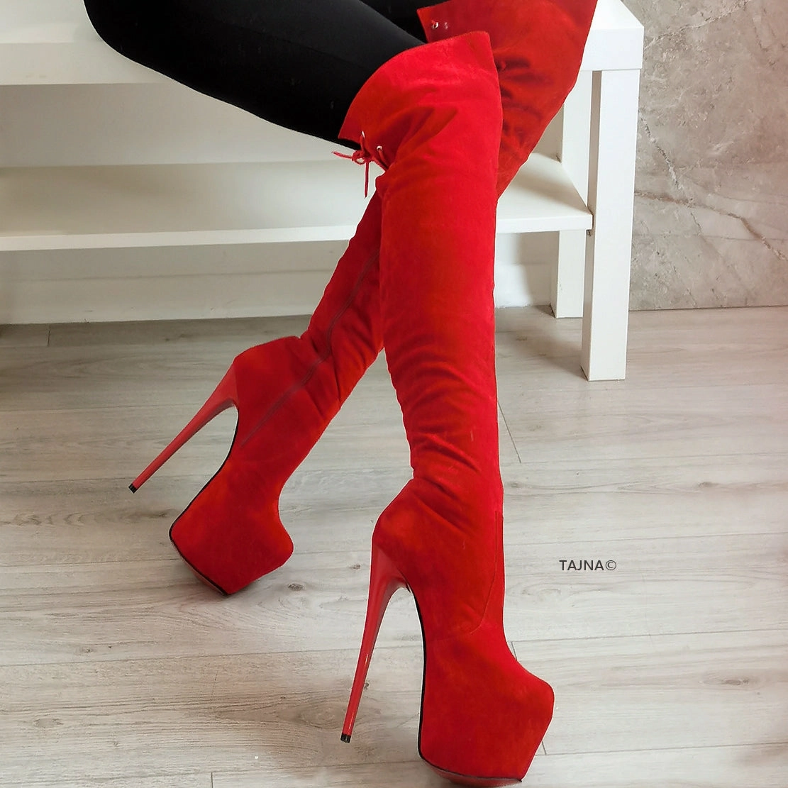Red High Heel Over the Knee Boots