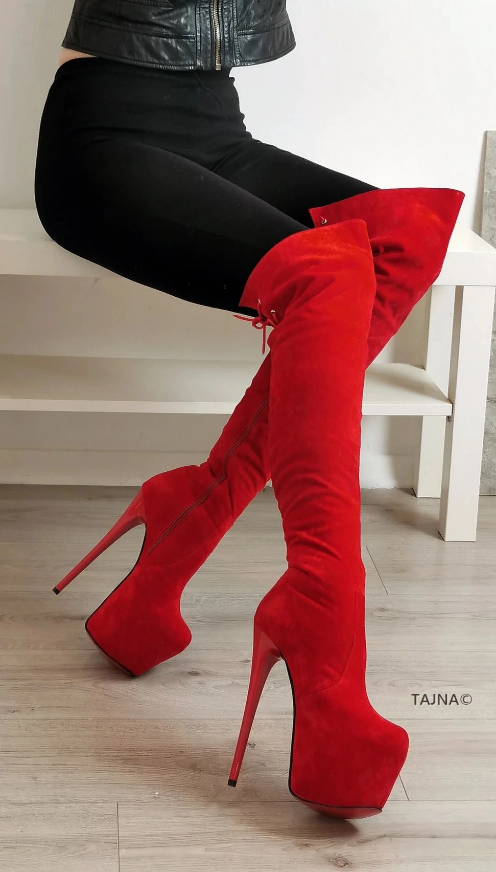 Red High Heel Over the Knee Boots
