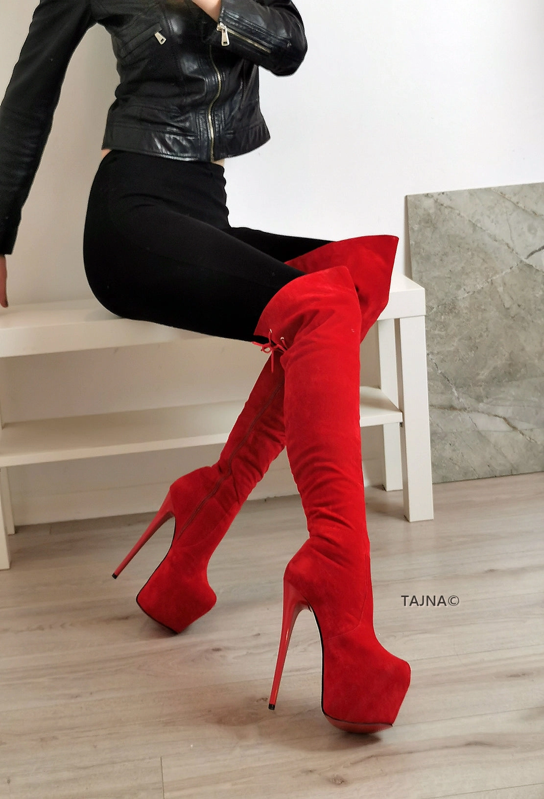 Red High Heel Over the Knee Boots