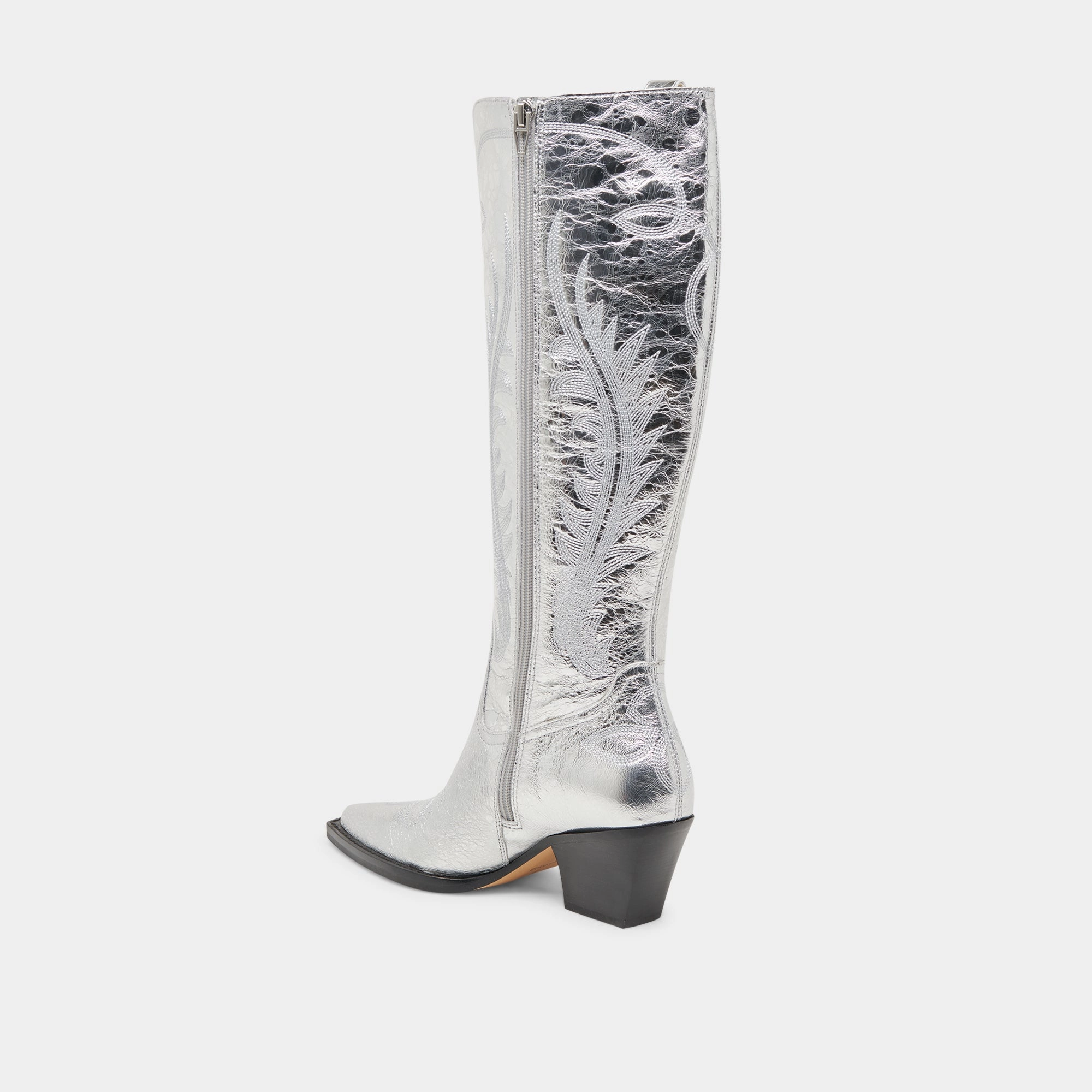 RYATT EXTRA WIDE CALF BOOTS SILVER DISTRESSED LEATHER