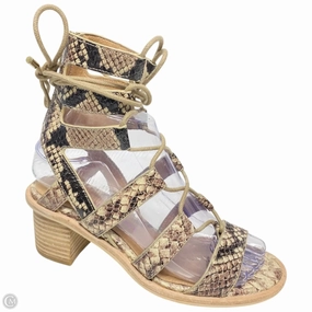 Sandals Heels Block By Cma In Snakeskin Print, Size: 6