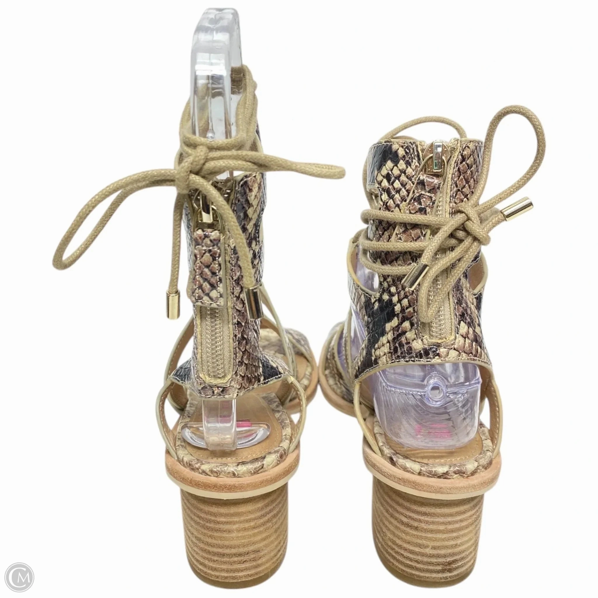 Sandals Heels Block By Cma In Snakeskin Print, Size: 6