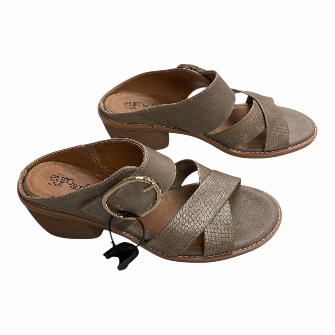 Sandals Heels Block By Sofft In Brown, Size:8