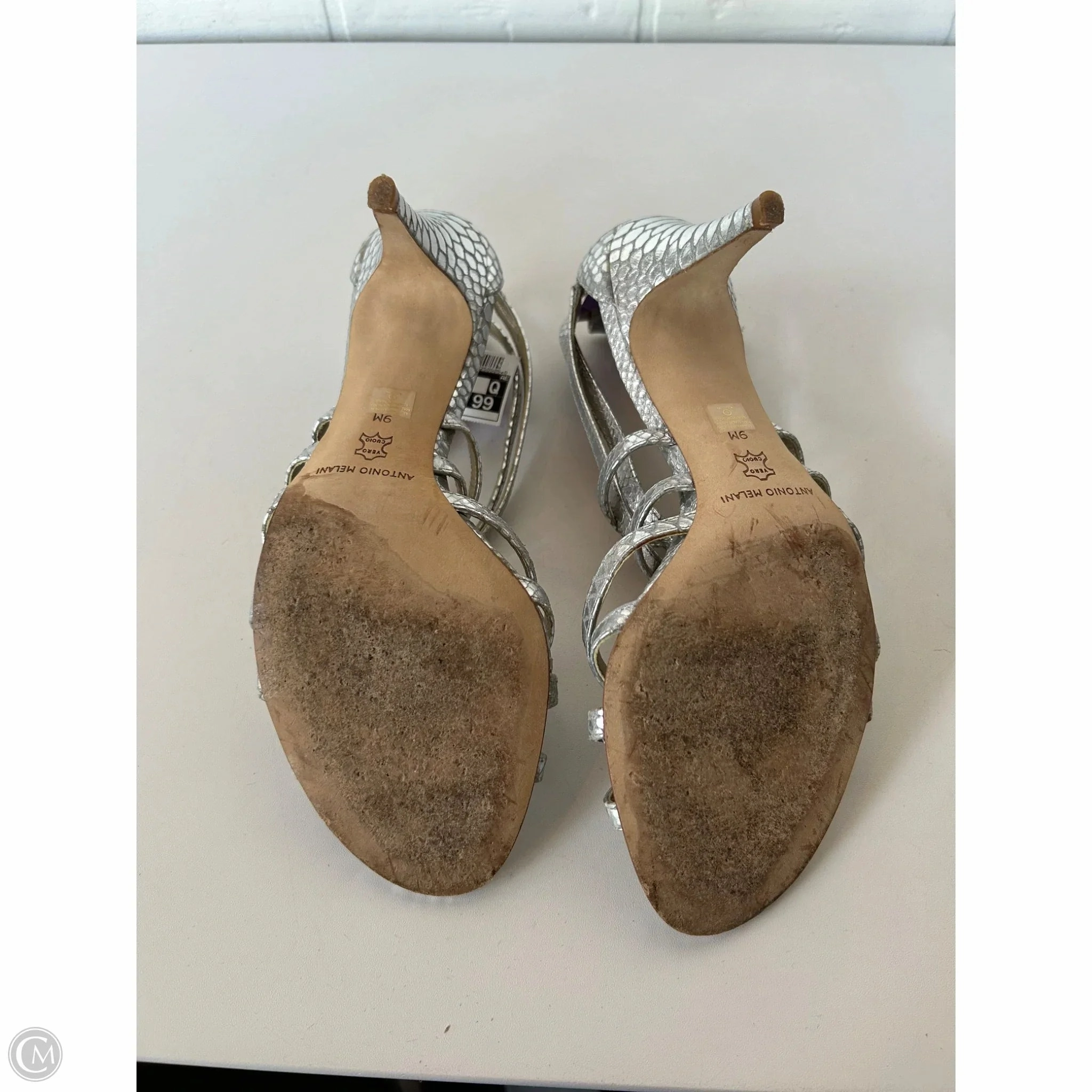 Sandals Heels Kitten By Antonio Melani In Silver, Size: 9