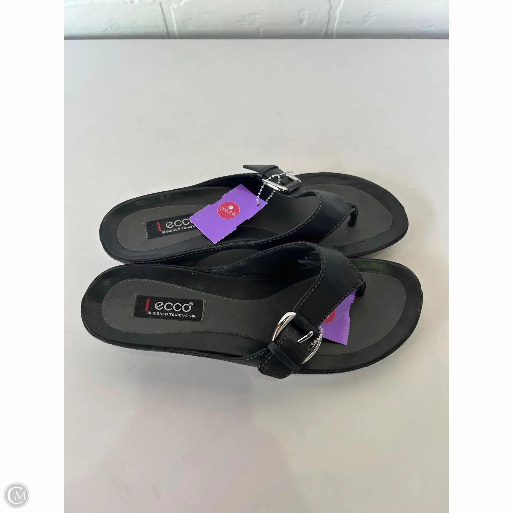 Sandals Heels Kitten By Ecco In Black, Size: 8.5