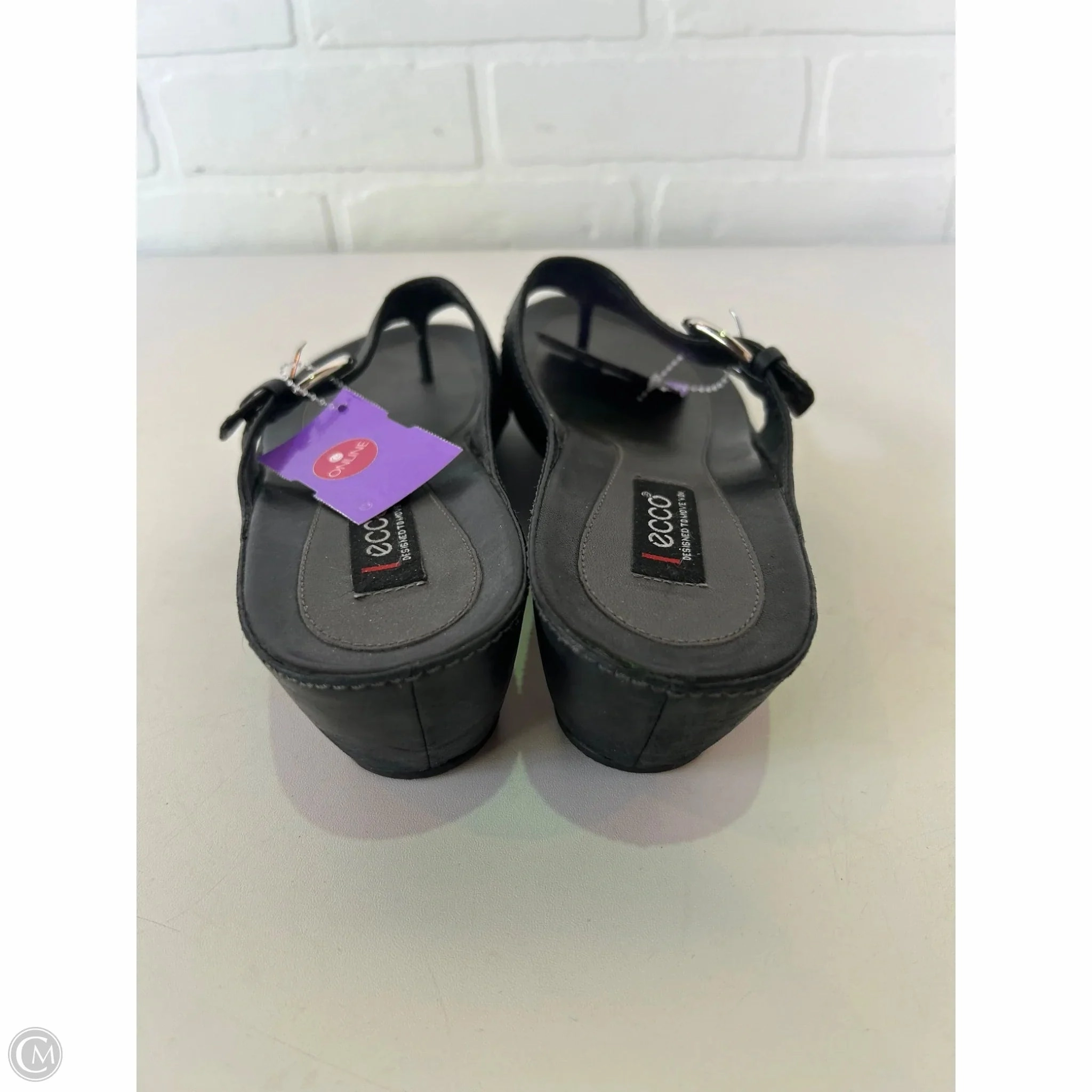 Sandals Heels Kitten By Ecco In Black, Size: 8.5