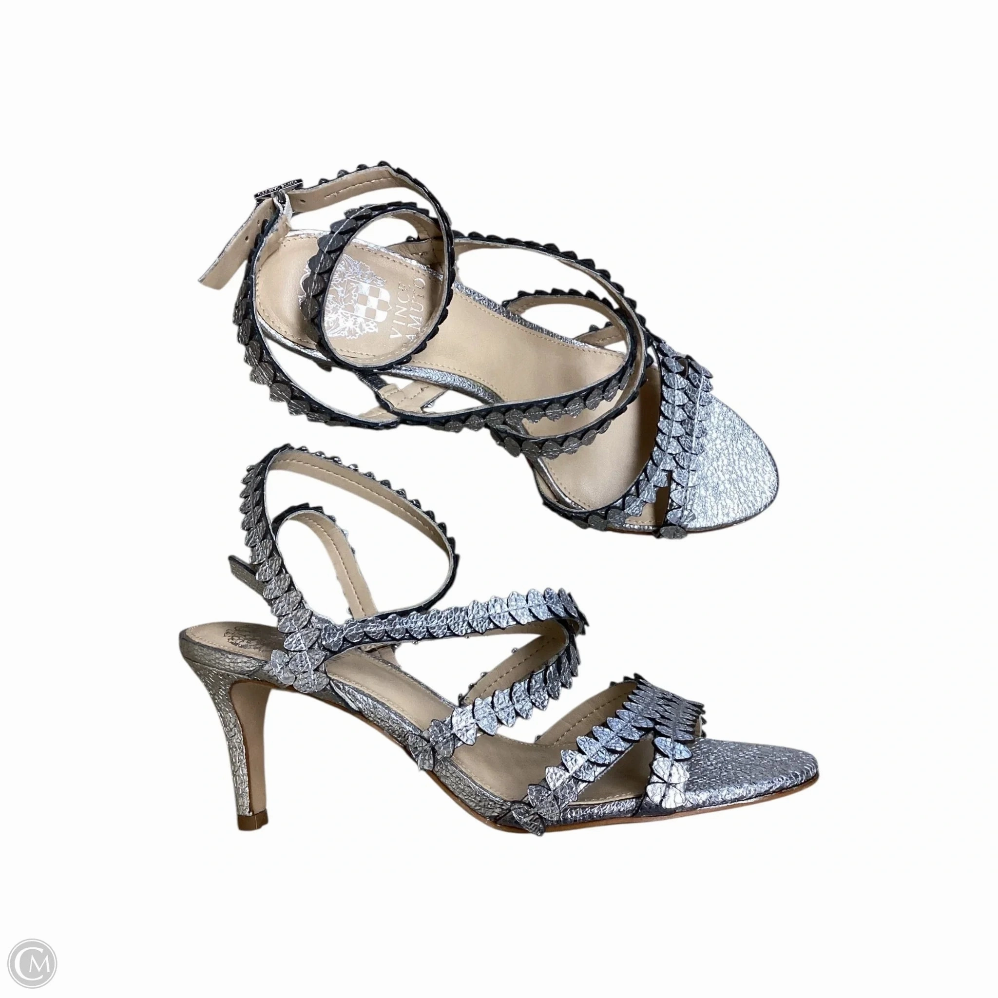 Sandals Heels Kitten By Vince Camuto In Silver, Size: 7