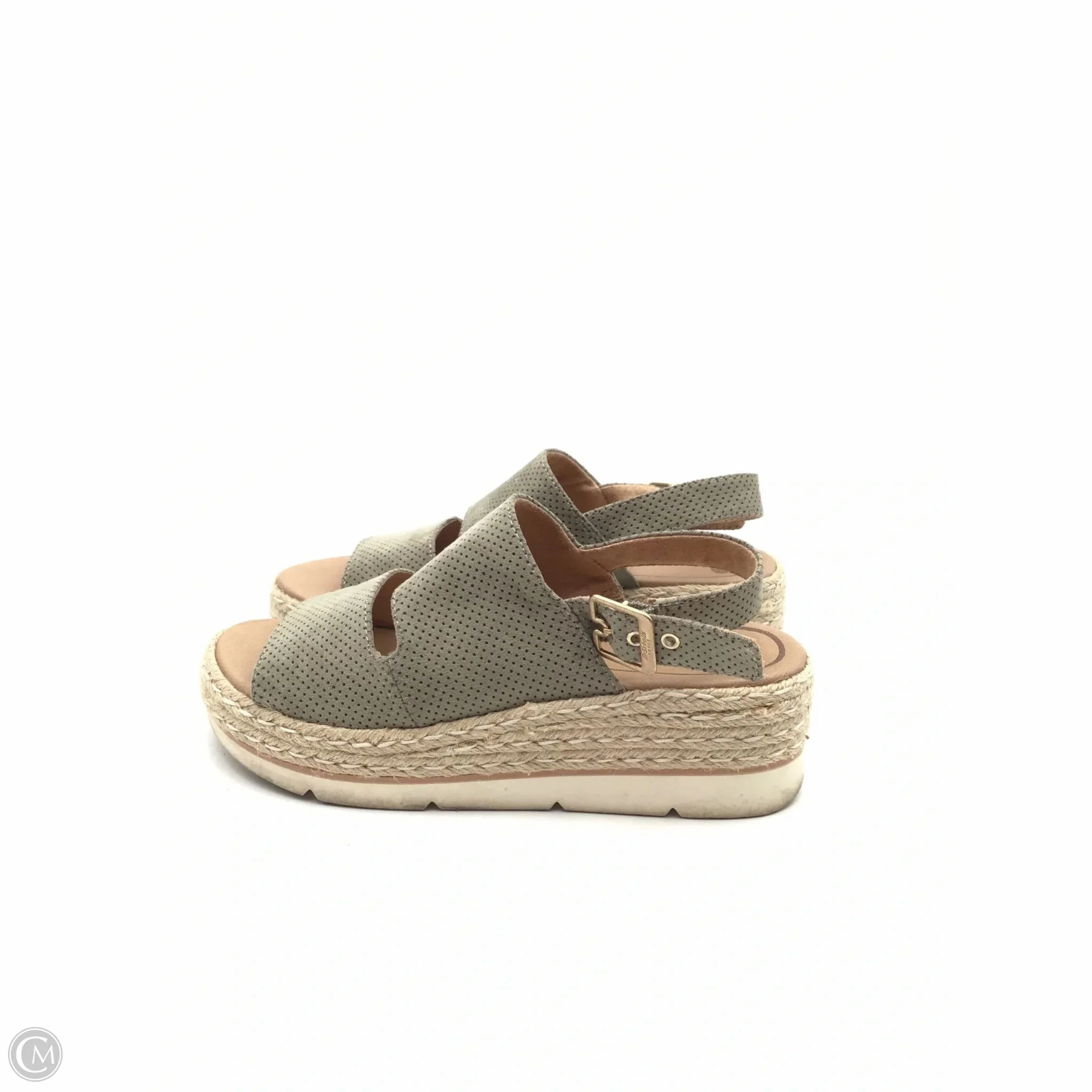 Sandals Heels Platform By Dr Scholls In Green & Tan, Size: 7