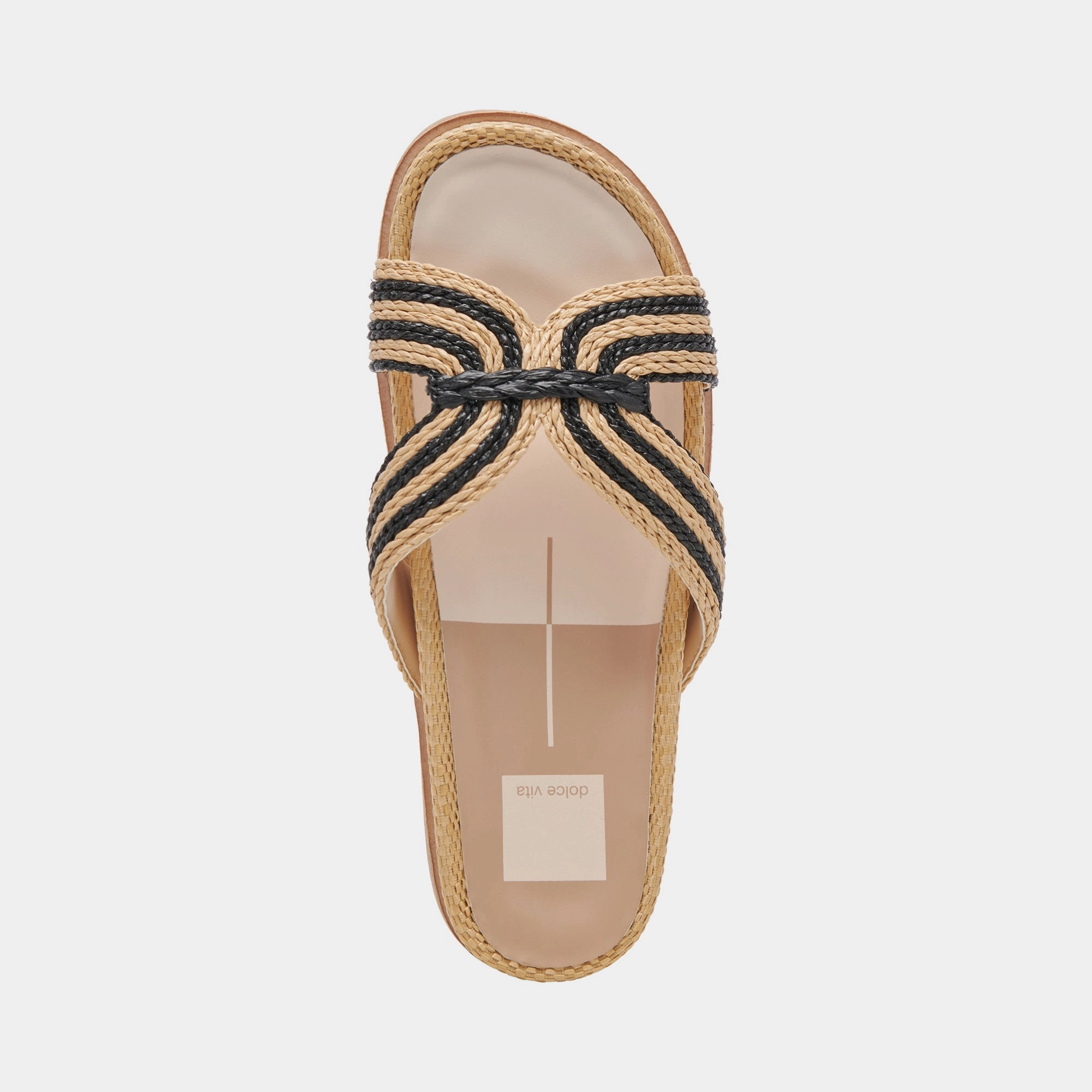 SELDA WIDE SANDALS NATURAL BLACK RAFFIA - re:vita