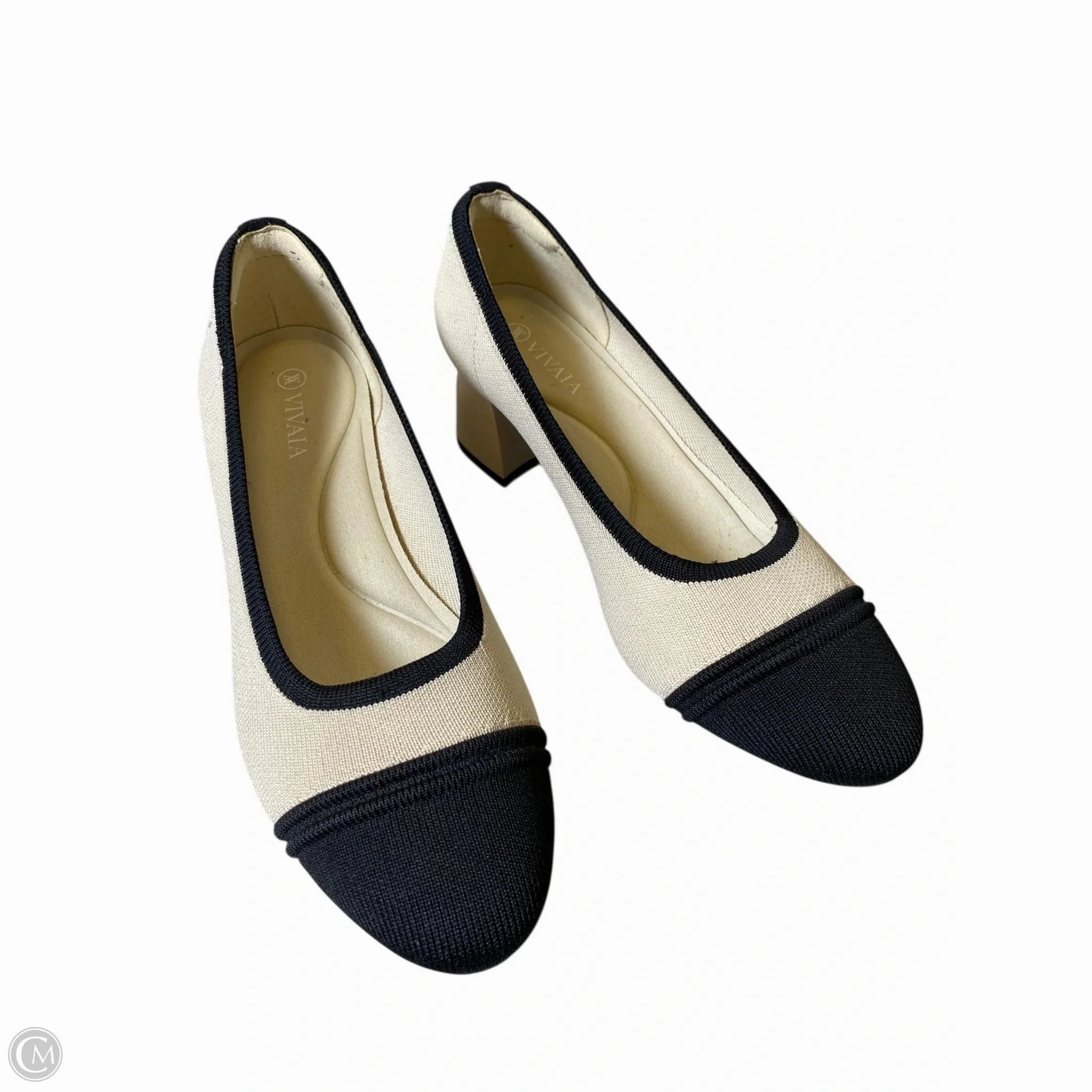 Shoes Heels Block By Clothes Mentor In Black & Cream, Size: 7