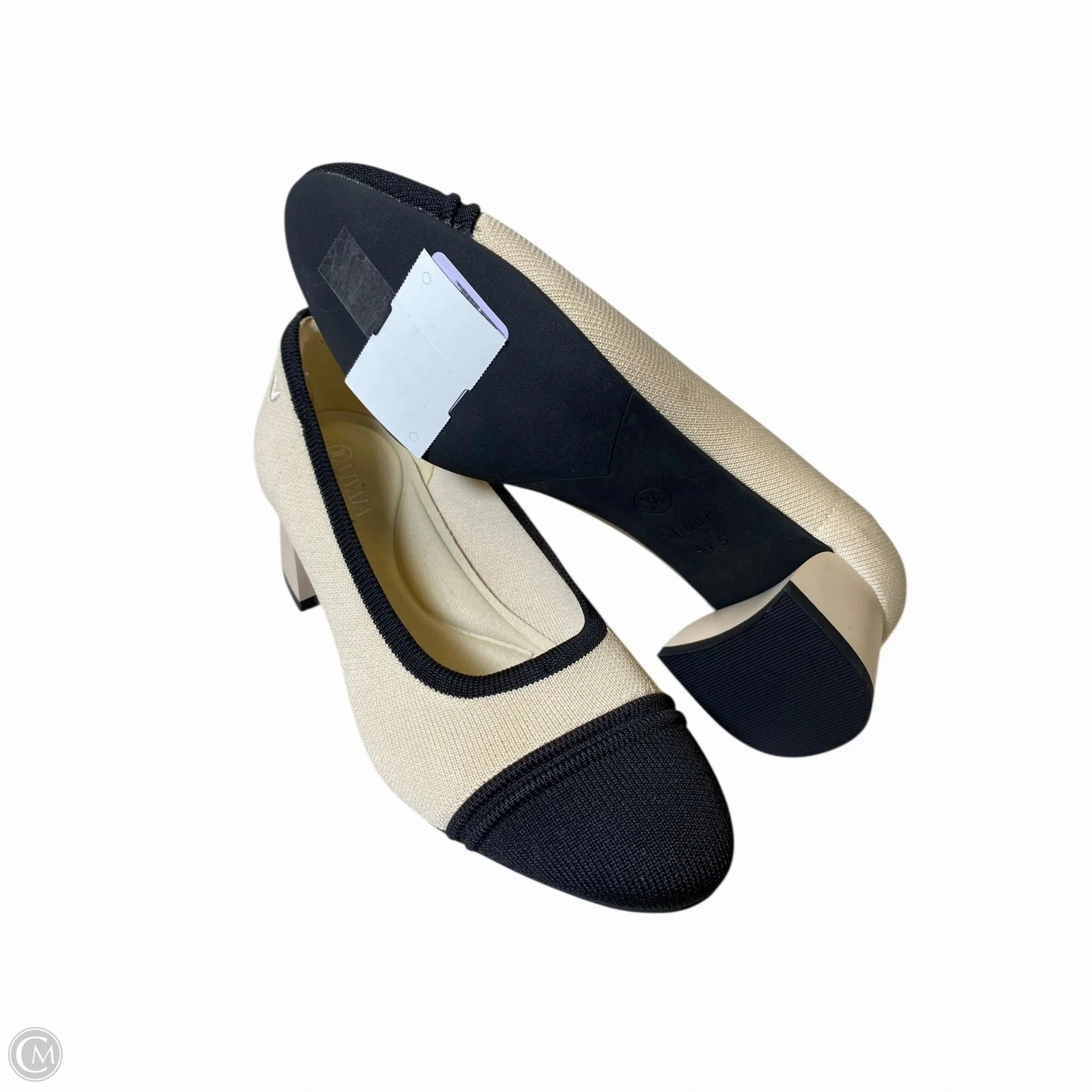 Shoes Heels Block By Clothes Mentor In Black & Cream, Size: 7