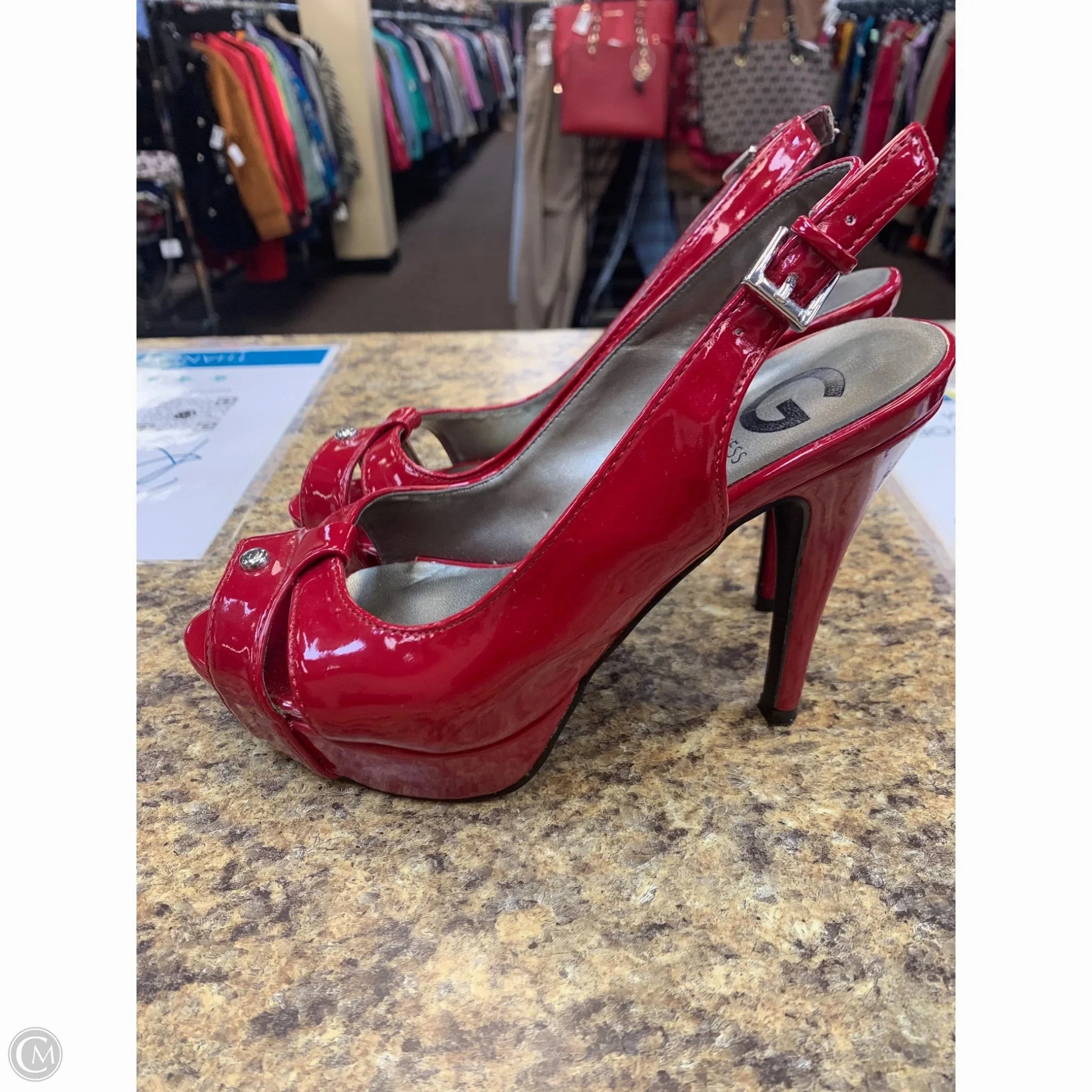 Shoes Heels Stiletto By Guess In Red, Size: 7.5