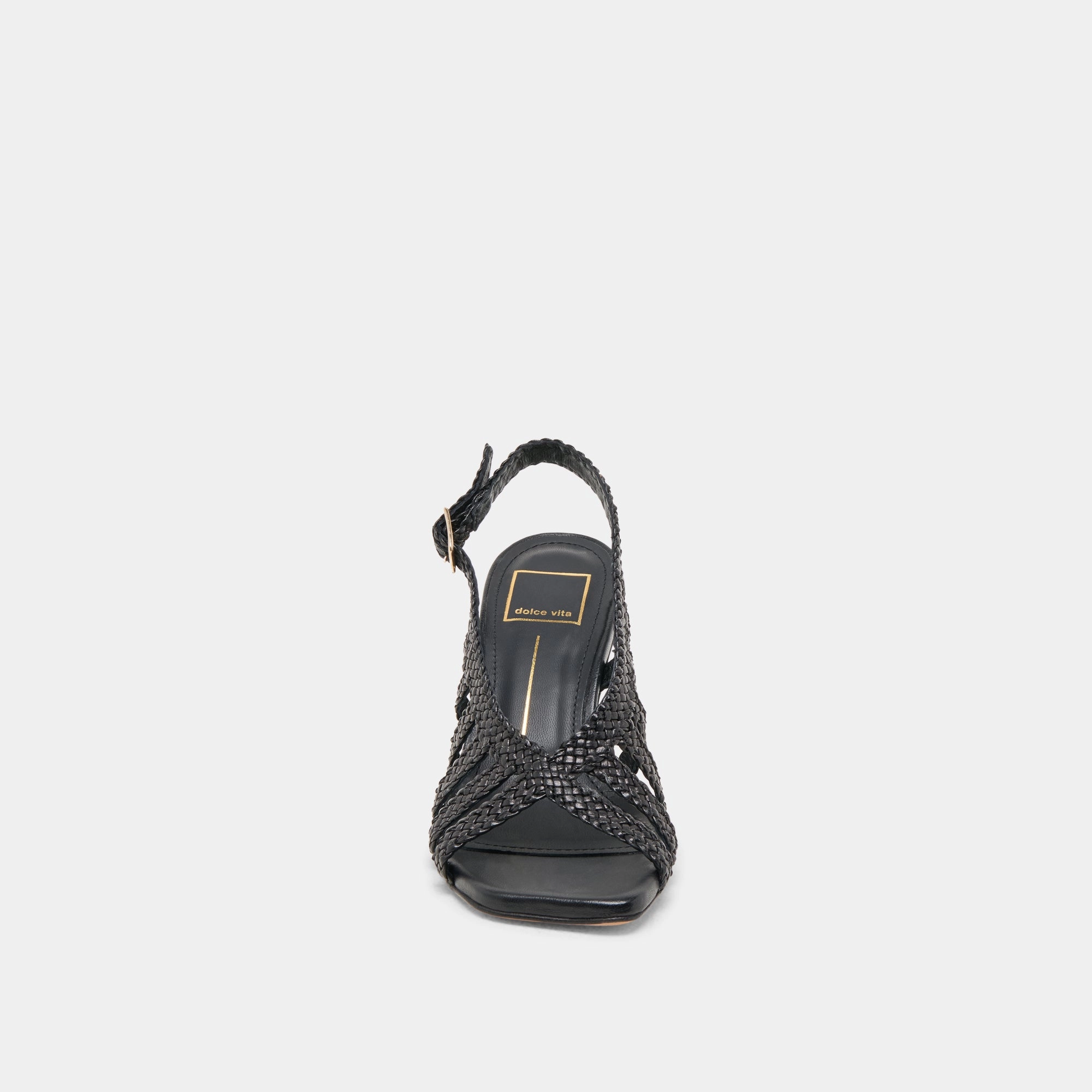 SICILY HEELS BLACK WOVEN LEATHER