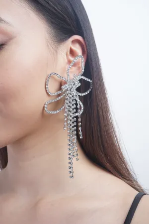 Silver Pair Alloy Diamond Flower Earrings