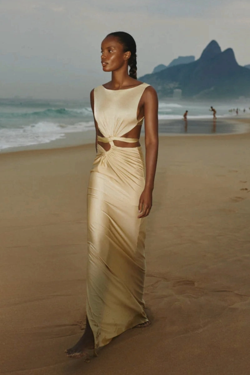 White Cut Out Maxi Dress