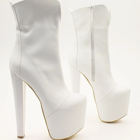 White Hidden Platform Booties