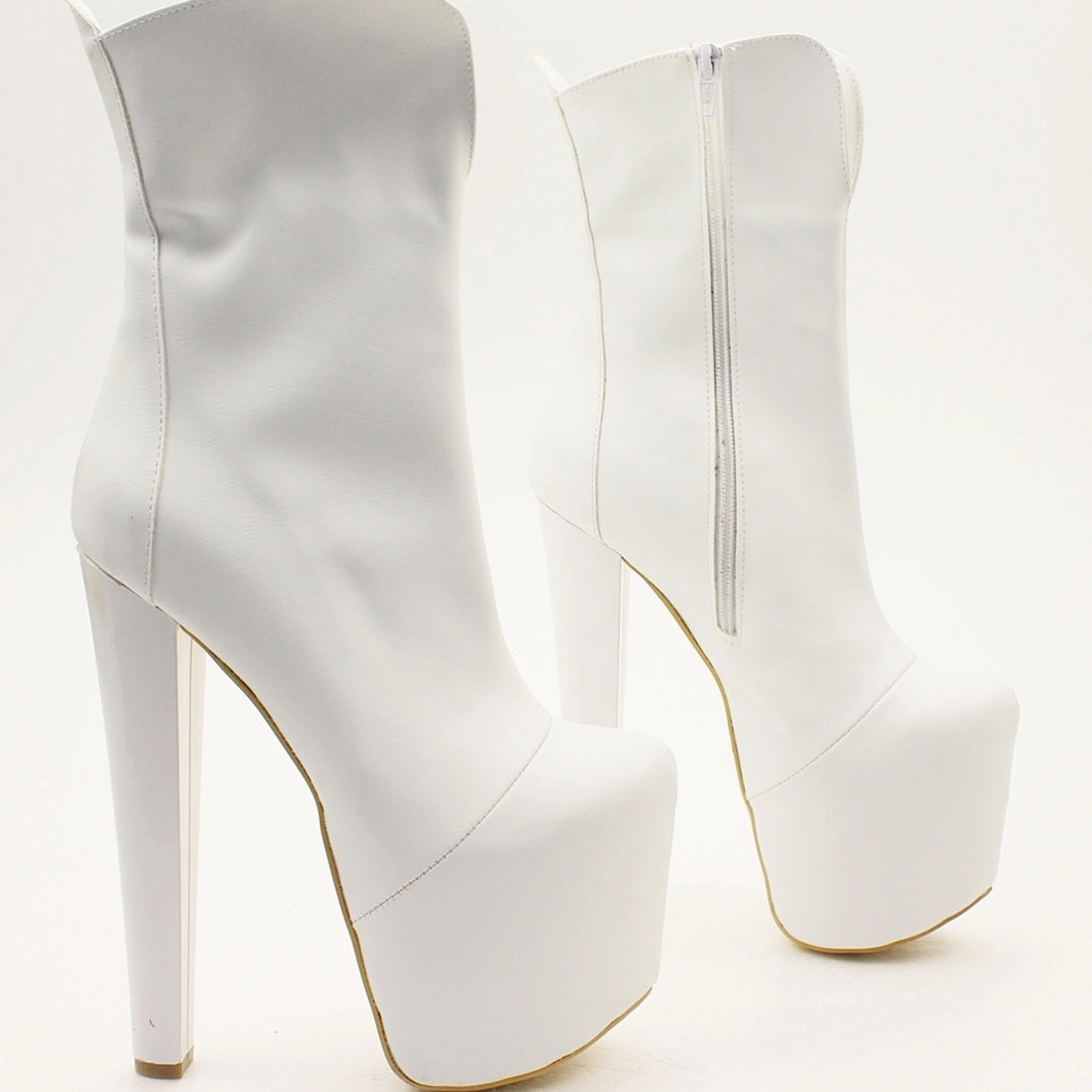 White Hidden Platform Booties