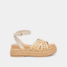 WRILEY SANDALS CREME WOVEN RAFFIA