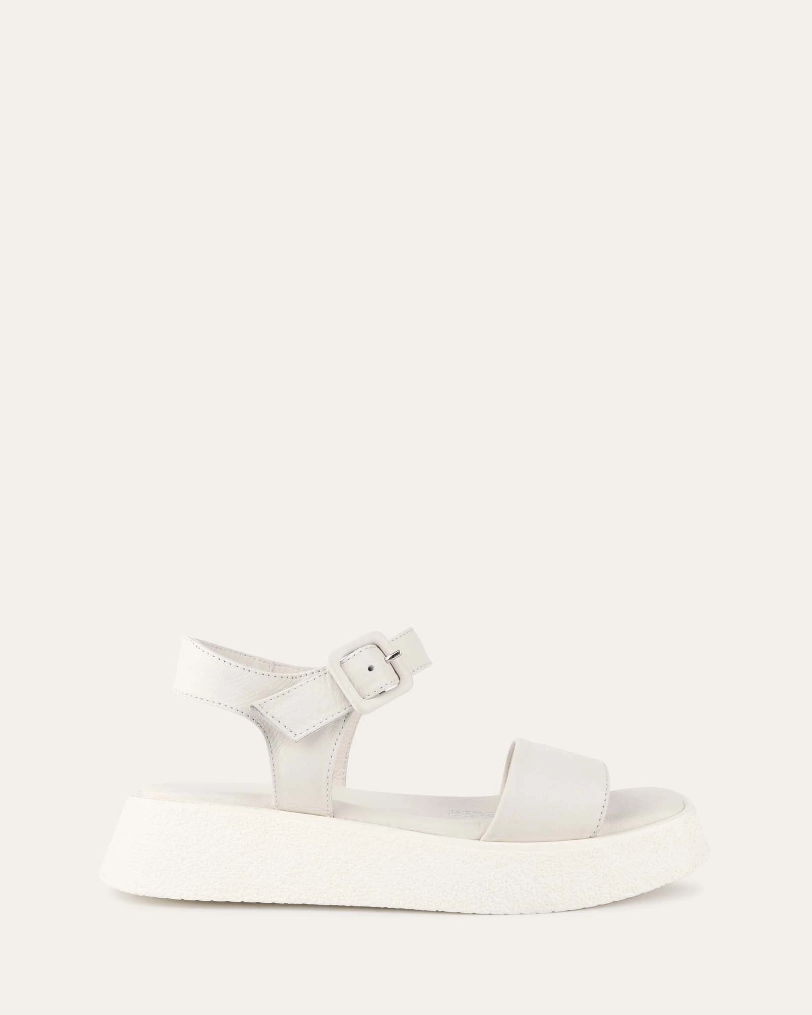 ZURI FLAT SANDALS WHITE LEATHER